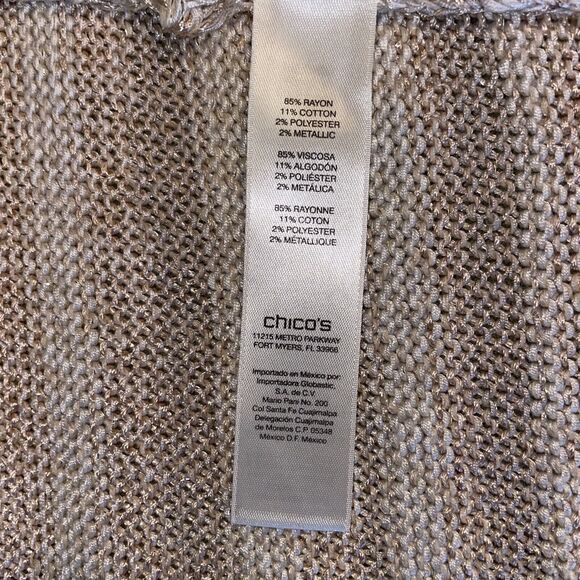 CHICOS Chico's KENNEDY Long CARDIGAN SWEATER Tan Beige SIZE 1 M 8 - Picture 11 of 12